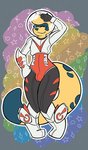 bulge clothed clothing femboy fully_clothed fur gesture looking_at_viewer male markings one_eye_closed salute solo spacesuit spots spotted_body spotted_fur standing wink yellow_body yellow_fur cremacat felid jaguar mammal pantherine