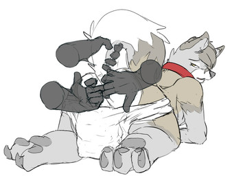 anal anal_fingering anthro butt clean_diaper clothing diaper diaper_down fingering male padded padding solo hardscales canid canine canis mammal wolf