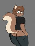 anthro big_butt bottomwear butt clothed clothing dressing exposed_butt eyewear glasses looking_at_viewer looking_back male pants sketchy solo surprised_expression josel tilo_([josel]) mammal rodent sciurid sketch