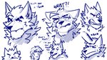 anthro blush dialogue duo fangs headpat humor male male/male neck_tuft showing_teeth shy skar speech_bubble teeth text tuft wild_tapioca caelan_(far_beyond_the_world) vulgor_(far_beyond_the_world) canid canine canis human mammal wolf 16:9 english_text hi_res widescreen