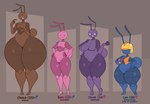 antennae_(anatomy) anthro big_breasts breasts female group male male/female text thick_thighs wide_hips dozighost bari_(dozighost) choco_(dozighost) clover_(dozighost) lim_(dozighost) ant arthropod humanoid hymenopteran insect english_text hi_res tagme