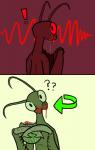 ambiguous_gender exclamation_point food fruit green_body melon plant question_mark solo watermelon what_a_twist trout_(artist) arthropod insect mantis meme