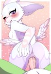 anthro anus back_wings beak biped blue_eyes blush blush_lines bodily_fluids breasts butt cheek_tuft claws duo erection facial_tuft female female_penetrated first_person_view genital_fluids genitals humanoid_genitalia humanoid_penis looking_at_another looking_at_partner looking_at_viewer looking_back looking_back_at_another looking_back_at_partner looking_back_at_viewer male male/female male_penetrating male_penetrating_female male_pov nipples nude on_bottom on_top one_eye_closed penetration penile penile_penetration penis penis_in_pussy pussy pussy_juice_on_penis reverse_cowgirl_position scut_tail sex short_tail simple_background small_breasts small_wings tail tuft vaginal vaginal_fluids vaginal_penetration white_body wings young young_anthro young_female gi0 mythology avian gryphon mythological_avian mythological_creature teacup_gryphon 2025 absurd_res hi_res