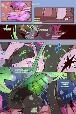 abdominal_bulge bite_mark black_body blush bodily_fluids color_coded_text cutie_mark dialogue duo egg_in_vagina exclamation_point eyelashes fangs female female_on_top female_penetrated feral green_hair green_markings gynomorph gynomorph/female gynomorph_penetrating gynomorph_penetrating_female hair hole_(anatomy) horn interrobang intersex intersex/female intersex_penetrating intersex_penetrating_female lying markings on_back on_top open_mouth penetration penile penile_penetration penis_in_vagina pupils purple_body purple_hair quadruped sex side_view star_(marking) sweat tail tears teeth text thick_thighs vaginal vaginal_penetration x-ray_view cold-blooded-twilight friendship_is_magic hasbro my_little_pony mythology queen_chrysalis_(mlp) twilight_sparkle_(mlp) arthropod changeling_(mlp) equid equine mammal mythological_creature mythological_equine unicorn 2025 2:3 comic english_text hi_res