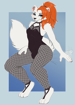 anthro biped blush breasts bulge claws clothed clothed_anthro clothed_gynomorph clothed_intersex clothing feet fingers front_view fur gynomorph hair intersex looking_at_viewer simple_background smile solo tail teeth toes ajna cloudypaw_skies felid mammal prehistoric_species saber-toothed_tiger 2026 digital_drawing_(artwork) digital_media_(artwork) hi_res trans_(lore) trans_woman_(lore)