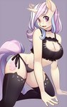 all_fours anthro big_breasts black_bra black_clothing black_panties black_underwear bra breasts cat_ear_panties cat_keyhole_bra cat_lingerie choker cleavage cleavage_cutout clothed clothing cutie_mark cutout eyebrows eyelashes female frilly frilly_bra frilly_clothing frilly_underwear hair horn jewelry keyhole_bra keyhole_clothing keyhole_underwear legwear lingerie looking_at_viewer multicolored_hair necklace open_mouth panties purple_eyes side-tie_panties small_waist solo stockings thick_thighs thigh_highs training_bra translucent translucent_hair underwear underwear_only wide_hips iwbitu hasbro my_little_pony mythology fan_character equid equine mammal mythological_creature mythological_equine unicorn 2017 digital_media_(artwork) hi_res shaded