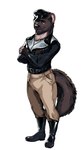 anthro biped black_eyes brown_body brown_fur clothing crossed_arms fingerless_gloves fur gloves handwear hat headgear headwear looking_up male peaked_cap slim_anthro slim_male solo standing netiterator burrows_(captain_nikko) colt_(captain_nikko) gulonine mammal marten mustelid musteline otter 2024 absurd_res hi_res