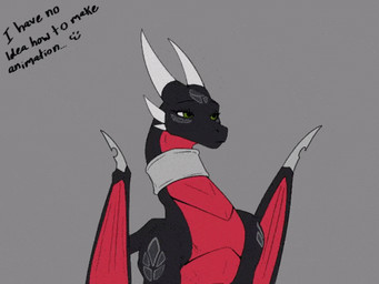 black_body bodily_fluids female green_eyes horn looking_at_viewer solo sweat wings worried apollyondragon activision mythology spyro_the_dragon cynder dragon mythological_creature mythological_scalie scalie 2026 4:3 animated digital_media_(artwork) low_res