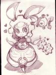 ambiguous_gender anthro blush female group heart_eyes heart_symbol magnet solo_focus paroro parororo nintendo pokemon generation_1_pokemon generation_5_pokemon generation_7_pokemon klink legendary_pokemon magearna magnemite pokemon_(species) 2016 graphite_(artwork) monochrome traditional_media_(artwork)