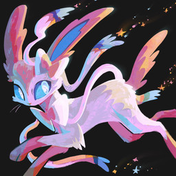 ambiguous_gender blue_eyes bow_(anatomy) feral fur paws pink_body pink_fur ribbons_(anatomy) simple_background solo sparkles star star_symbol tail whiskers white_body white_fur andewitt_art nintendo pokemon eeveelution generation_6_pokemon pokemon_(species) sylveon 1:1 2025 hi_res