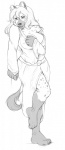 anthro barefoot big_breasts biped breasts cleavage clothed clothing feet female hair hindpaw leg_markings long_hair looking_at_viewer markings paws robe seductive simple_background smile socks_(marking) solo spots standing tail toes white_background wide_hips spookable adeola_oshodi hyena mammal spotted_hyena 2012 absurd_res black_and_white hi_res monochrome sketch