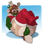 anthro antlers arm_markings balls_outline bell bell_accessory big_bulge big_butt biped black_nose bottomwear bow_ribbon bow_tie braided_hair brown_body brown_fur brown_hair bulge butt butt_grab butt_squish christmas_clothing christmas_footwear christmas_headwear christmas_legwear clothed clothing colored_nails cropped_sweater detailed_bulge eyebrows eyelashes facial_markings femboy fingernails footwear fur genital_outline gesture green_clothing green_topwear green_underwear hair hand_gesture hand_markings hand_on_butt head_markings headgear headwear holidays holly_(plant) horn jingle_bell legwear lips lipstick logo long_hair looking_at_viewer makeup male male_anthro markings multicolored_clothing multicolored_topwear multicolored_underwear nails on_ground one_eye_closed oversized_clothing pattern_background penis_outline plant presenting presenting_hindquarters purple_eyes red_clothing red_fingernails red_footwear red_legwear red_nails red_socks red_thigh_highs red_thigh_socks red_topwear scut_tail shadow short_tail shoulderless_sweater simple_background snowflake socks solo squish tail tan_body tan_fur teeth text thick_thighs thigh_highs thigh_socks tongue topwear two_tone_clothing two_tone_topwear two_tone_underwear underwear v_sign white_clothing white_topwear wide_hipped_anthro wide_hipped_male wide_hips wink winking_at_viewer boosterpang christmas shay_sins deer mammal 2024 artist_logo artist_name english_text hi_res japanese_text watermark