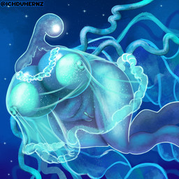 anthro areola big_breasts breasts faceless faceless_character faceless_female female genitals glowing glowing_areola glowing_nipples hand_on_breast holding_breast huge_breasts long_neck multicolored_body navel nipples nude overweight overweight_female overweight_humanoid solo thick_thighs two_tone_body vulva ichduhernz elden_ring elden_ring_nightreign fromsoftware maris_fathom_of_night aquatic cnidarian humanoid jellyfish medusozoan monster 1:1 hi_res