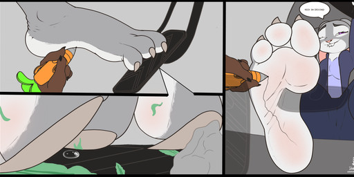 anthro claws close-up dirty dirty_feet driving duo feet female foot_fetish grass male male/female pebble pen plant steering_wheel toe_claws idel disney zootopia judy_hopps nick_wilde canid canine lagomorph mammal absurd_res hi_res