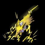 ambiguous_gender electricity feral glowing glowing_eyes jumping lightning lightning_bolt purple_eyes solo white_neck yellow_body possumgod nintendo pokemon eeveelution generation_1_pokemon jolteon pokemon_(species) 1:1 absurd_res alpha_channel hi_res shaded sketch