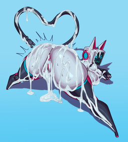 :3 anus ass_up big_breasts big_butt biped bodily_fluids breasts butt cum cum_covered female for_a_head genital_fluids genitals glistening glistening_body grey_body machine messy simple_background tail thick_thighs vulva saidra humanoid object_head robot absurd_res hi_res