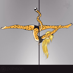 amber_eyes anthro barefoot biped black_bra black_clothing black_panties black_underwear blonde_hair bottomwear boy_shorts bra breasts clothed clothing feet female flexible fur hair long_hair orange_body orange_fur panties pole pose shorts skimpy solo splits spots spread_legs spreading stripper_pole training_bra under_boob underwear underwear_only white_body white_fur yellow_body yellow_eyes yellow_fur scorpdk mihari cheetah felid feline mammal 1:1 2015 hi_res