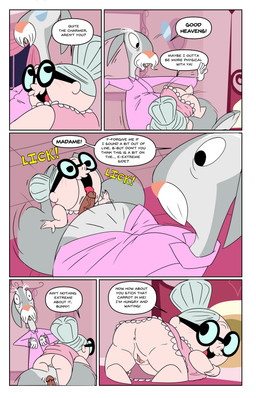 anthro anus bed bedroom bedroom_sex bent_over between_legs border bottomless buckteeth butt clothed clothing detailed_background dialogue dress duo eager elder elderly elderly_anthro elderly_female elderly_male erection eyewear female furniture genitals glasses inviting_to_sex licking male male/female monocle nervous onomatopoeia oral partially_clothed penile penis penis_lick presenting presenting_anus presenting_hindquarters presenting_vulva robe sex sex_on_bed size_difference snarky sound_effects speech_bubble surprised teeth text tongue vein veiny_penis vulva wearing_glasses white_border bob-jiggles cartoon_network foster's_home_for_imaginary_friends madame_foster mr._herriman human imaginary_friend lagomorph leporid mammal rabbit absurd_res comic english_text hi_res