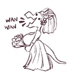 anthro big_breasts big_mouth_(anatomy) bouquet breasts clothing dialogue dress eyelashes female flower flower_on_head holding_bouquet holding_flower holding_object horn long_tail non-mammal_breasts open_mouth plant sharp_teeth simple_background solo tail teeth wavy_horn wedding_dress wedding_veil white_background yelling totalgary kobold reptile scalie monochrome sketch