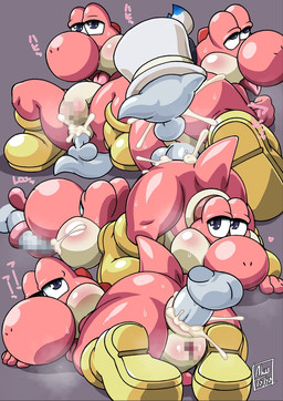 anal anal_penetration anthro blush bodily_fluids clothing cum cum_in_ass cum_inside disembodied_penis doggystyle duo female floating_head_creature from_behind_position genital_fluids genitals hat headgear headwear interspecies long_tongue male male/female multiple_positions on_bottom on_top oral penetration penis reverse_cowgirl_position sex simple_background sweat tongue tongue_out tonguejob top_hat aku_tojyo avoid_posting mario_bros nintendo super_mario_odyssey cappy_(mario) dinosaur ghost pink_yoshi prehistoric_species reptile scalie spirit yoshi censored mosaic_censorship signature