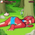 barefoot black_outline blush butt butt_slap clothed clothing dialogue disembodied_hand duo feet female female_focus flower looking_back lying on_front open_mouth outline outside plant slap solo_focus spanking text tree james_cabello breath_of_the_wild nintendo the_legend_of_zelda mipha animal_humanoid humanoid marine marine_humanoid zora 1:1 animated digital_media_(artwork) english_text pixel_(artwork) pixel_animation portrait short_playtime three-quarter_portrait