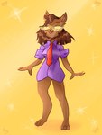 anthro brown_body brown_fur brown_hair clothing crossgender eyewear female fur glasses hair long_hair necktie russian shirt smile solo topwear paps animars belkin domestic_cat felid feline felis mammal 3:4 hi_res