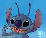 antennae_(anatomy) belly black_eyes blue_background blue_body blue_fur claws fingers fur head_tuft long_ears male notched_ear open_mouth purple_inner_ear semi-anthro sharp_teeth simple_background solo teeth tuft shock_beast17 disney lilo_and_stitch stitch_(lilo_and_stitch) alien experiment_(lilo_and_stitch) 2020 signature male_(lore)