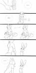 2016 absurd_res anthro bed canid canine clothing comic dialogue digital_media_(artwork) disney door duo english_text female fox fur furniture hi_res inter_schminter judy_hopps key lagomorph leporid long_ears male mammal monochrome nick_wilde rabbit red_fox simple_background size_difference speech_bubble spintherella text true_fox white_background zootopia