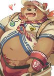 anthro belly blush bottomwear clothing genitals hat headgear headwear heart_symbol kemono male navel one_eye_closed overweight overweight_anthro overweight_male pants penis shirt solo topwear underwear wink ayame42612 lifewonders tokyo_afterschool_summoners fire_ciramantep bear mammal 2020