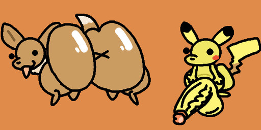 :3 all_fours ambiguous_gender anus balls big_butt big_penis brown_body brown_fur butt duo fur genitals glistening glistening_butt happy huge_butt huge_penis looking_at_another looking_at_viewer looking_back male open_mouth penis presenting presenting_hindquarters simple_background tail tail_motion thick_thighs twerking x_anus yellow_body nxyitn nintendo pokemon eevee generation_1_pokemon pikachu pokemon_(species) 2d_animation aliasing animated digital_media_(artwork) loop seamless_loop