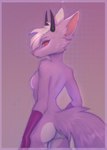 anthro black_horn breasts butt butt_heart female fur horn mostly_nude solo yshanii hazbin_hotel background_character purple_hound_lady_(hazbin_hotel) canid canine mammal 2024 digital_media_(artwork) hi_res