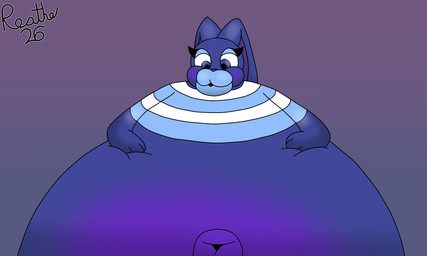 anthro belly belly_expansion belly_squish big_belly big_cheeks big_navel blue_background blue_body blue_clothing blue_crop_top blue_ears blue_eyes blue_eyeshadow blue_lips blue_shirt blue_topwear blueberry_inflation body_inflation cheek_expansion clothing crop_top expansion eyelashes eyeshadow femboy front_view hand_on_belly hand_on_own_belly huge_belly huge_navel hyper hyper_belly hyper_inflation hyper_lips hyper_navel immobile inflation lips makeup male navel outie_navel pattern_crop_top purple_inner_ear purple_nose shirt simple_background solo spherical_inflation squish swelling swollen_cheeks thick_lips topwear white_clothing white_crop_top white_topwear reathe ethan_(reathe) lagomorph leporid mammal rabbit 2026 colored digital_media_(artwork) hi_res portrait shaded signature three-quarter_portrait