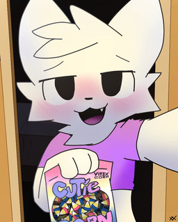 ambiguous_gender anthro candy candy_corn dessert food pedophile_iconography solo young doxxii boy_kisser_(meme) silly_cat_(mauzymice) meme