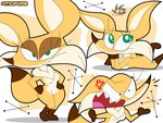 angry anthro breasts cross-popping_vein eyelashes fangs featureless_breasts female googie_aesthetic green_eyes multiple_poses nude open_mouth pose simple_background solo tail teeth yellow_body jdone oscar's_oasis popy canid canine fennec_fox fox mammal true_fox 2025 digital_media_(artwork) hi_res