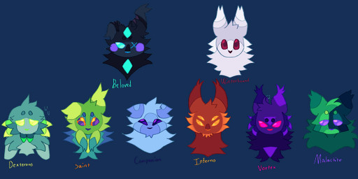 4_eyes ambiguous_gender cheek_frill cheek_tuft dipstick_ears ear_markings ear_tuft facial_tuft family_tree feral fluffy group lineup multi_eye multicolored_ears ruff text tuft x_eye supurrmsveblackhole rain_world videocult fan_character noqui saint_(rain_world) slugcat 2025 absurd_res alpha_channel colored digital_drawing_(artwork) digital_media_(artwork) english_text hi_res widescreen