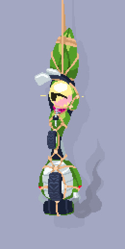 ambiguous_gender antennae_(anatomy) arms_tied bdsm bedroom_eyes blush bondage bound collar exhaust_pipe exhaust_smoke front_view green_body grey_background half-closed_eyes headlight_eyes key machine metallic_body moped narrowed_eyes pink_collar raised_arms restraints rope rope_bondage rope_harness seductive shadow simple_background solo tire vehicle giik emmie_(giik) arthropod insect living_machine living_vehicle mantis 2024 digital_drawing_(artwork) digital_media_(artwork) full-length_portrait pixel_(artwork) portrait nonbinary_(lore)