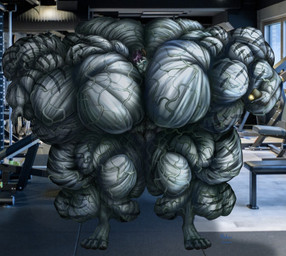 anthro big_muscles gym huge_muscles hyper hyper_muscles inside male muscular muscular_male selfie small_head solo striated_muscles tiny_head vein veiny_muscles alatan wooyeong felid mammal pantherine tiger