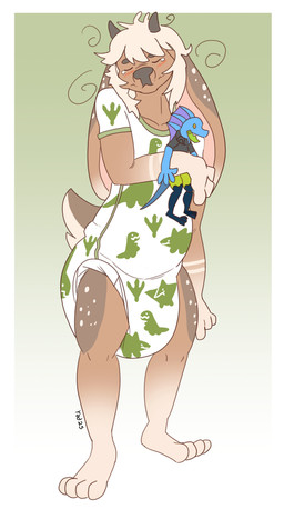 ageplay anthro big_diaper bodily_fluids brown_body brown_fur clothed clothing diaper eyes_closed floppy_ears front_view fur genital_fluids gradient_background hair infantilism long_ears male male_anthro mouth_closed pattern_clothing roleplay simple_background solo spotted_ears spotted_legs standing tan_body tan_fur tan_hair tired unclean_diaper urine used_diaper wearing_diaper wet_diaper white_clothing white_diaper hardscales species_request full-length_portrait hi_res portrait