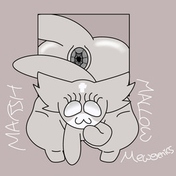 :3 anus big_butt butt female feral gaping gaping_anus looking_at_viewer mirror mirror_reflection puffy_anus reflection solo text thick_thighs wide_hips writing_text souljulius31uwu mewgenics marshmallow_(mewgenics) domestic_cat felid feline felis mammal 1:1 hi_res