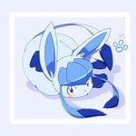 ambiguous_gender blush feral geometric_background looking_at_viewer lying on_side simple_background solo joeri_kunisaki nintendo pokemon eeveelution generation_4_pokemon glaceon pokemon_(species) 1:1 hi_res