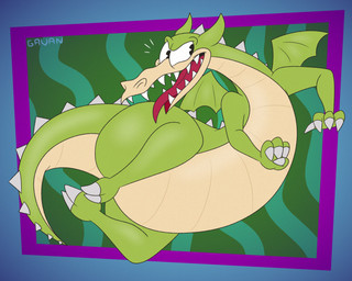 abstract_background anthro belly claws devious_grin flying green_body green_skin long_neck male multicolored_body pear-shaped_figure sharp_teeth smug solo spines tail tan_belly teeth thick_tail thick_thighs tongue tongue_out toony two_tone_body wide_hips wings gavanzude cuphead_(game) mythology studio_mdhr grim_matchstick dragon mythological_creature mythological_scalie scalie alternate_version_at_paywall digital_drawing_(artwork) digital_media_(artwork) hi_res signature