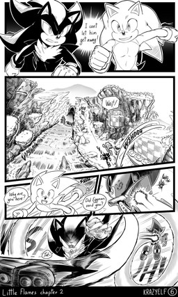 anthro attack big_nose cave chasing chest_tuft cliff cliff_side cliffside cliffside_(terrain) clothing crate creek dialogue fluffy fluffy_chest flying footwear gloves group handwear island kick machine male quills_(anatomy) running shoes speech_bubble text thrusters trio tuft water krazyelf sega sonic_the_hedgehog_(series) metal_sonic shadow_the_hedgehog sonic_the_hedgehog badnik eulipotyphlan hedgehog mammal robot robot_anthro 3:5 absurd_res black_and_white comic english_text hi_res monochrome