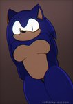 blue_body crossgender female hands_behind_back looking_at_viewer mtf_crossgender nude simple_background solo stare sohornyraccoon friday_night_funkin' sega sonic_the_hedgehog_(series) exe_(revie) sonic.exe sonic_the_hedgehog eulipotyphlan hedgehog mammal watermark