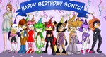 anthro banner birthday breasts cleavage clothed clothing female group hat headgear headwear mind_control party_hat plant robotic_arm robotic_legs trishbot archie_comics sega sonic_chronicles:_the_dark_brotherhood sonic_the_hedgehog_(archie) sonic_the_hedgehog_(comics) sonic_the_hedgehog_(series) sonic_x amy_rose blaze_the_cat bunnie_rabbot cosmo_the_seedrian fiona_fox nicole_the_lynx princess_elise_the_third rouge_the_bat sally_acorn shade_the_echidna bat canid canine chipmunk echidna elemental_creature eulipotyphlan felid feline flora_fauna fox ground_squirrel hedgehog human lagomorph leporid lynx mammal monotreme rabbit rodent sciurid seedrian