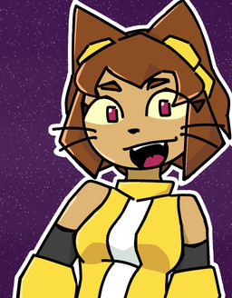 brown_body brown_fur brown_hair female fur hair looking_at_viewer magenta_eyes smile solo whiskers zephyross gameoverse glitch_productions kit_bodega animal_humanoid cat_humanoid felid felid_humanoid feline feline_humanoid humanoid mammal mammal_humanoid hi_res