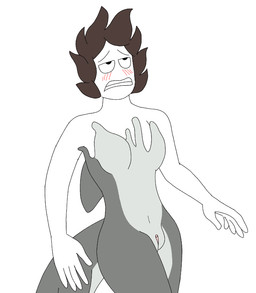 anthro black_bottomwear black_clothing black_pants bottomwear breasts brown_hair clothing duo female forced forced_transformation gender_transformation genitals goo_transformation grey_body hair heart_symbol latex latex_transformation male male/female mtf_transformation nude pants transformation vaginal white_body sinful_drawz changed_(video_game) lin_(changed) tiger_shark_(changed) aquatic fish human mammal shark