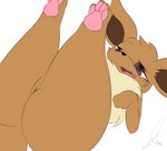 2021 4_toes animated bedroom_eyes big_butt big_ears black_nose blinking brown_body brown_fur butt canid canine chest_tuft curling_toes eevee feet female feral frame_by_frame fur generation_1_pokemon genitals hindpaw khanyvor loop mammal narrowed_eyes nintendo open_mouth pawpads paws pokemon pokemon_(species) presenting presenting_pussy pussy seductive short_playtime signature simple_background solo spread_legs spreading tail tail_motion tailwag thick_thighs toes tongue tongue_out tuft white_background wide_hips