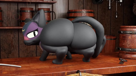 beverage big_butt black_body black_ears black_eyes black_fur blue_mask blush bouncing_butt bubble bubble_butt butt crescent_(shape) drunk drunk_bubble eyelashes female female_feral feral fur genitals grey_inner_ear half-closed_eyes huge_butt looking_at_viewer looking_back mask multicolored_mask narrowed_eyes on_counter open_mouth purple_mask shaking_butt solo substance_intoxication tail teeth thick_thighs tongue toony vulva wide_hips koreyvee moonshine_(miso_souperstar) alfiq domestic_cat felid feline felis mammal 16:9 2026 3d_(artwork) 3d_animation animated digital_media_(artwork) hi_res no_sound short_playtime video widescreen
