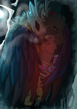 after_sex ambiguous_feral ambiguous_gender anthro bestiality blood blood_on_face blood_on_hand blue_eyes blue_nose bodily_fluids brown_hair cold cuddling cum duo excessive_cum excessive_genital_fluids feathers female female/ambiguous female_anthro female_on_feral feral genital_fluids hair multicolored_body multicolored_feathers prosthetic prosthetic_arm prosthetic_limb snow temperature_play teratophilia pankallisti circe_(pankallisti) mammal murid murine peryton rat rodent hi_res sketch