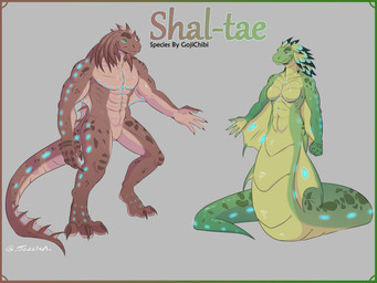 anthro apode blue_eyes blue_markings breasts brown_body brown_tail featureless_breasts female female_anthro green_body green_tail head_feathers legless male male_anthro markings mouth_closed narrowed_eyes pink_eyes pseudo_hair serpentine spots spotted_arms spotted_legs spotted_markings spotted_tail standing tail tail_markings jezzlen draconcopode naga scalie 4:3 absurd_res hi_res model_sheet signature